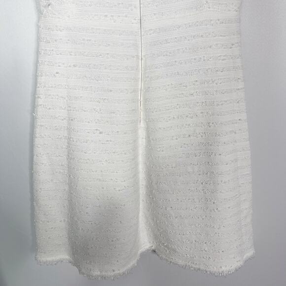 Rebecca Taylor 4 Snow Tweed V Neck Sleeveless Dress Striped Motif Cotton White - Picture 14 of 16